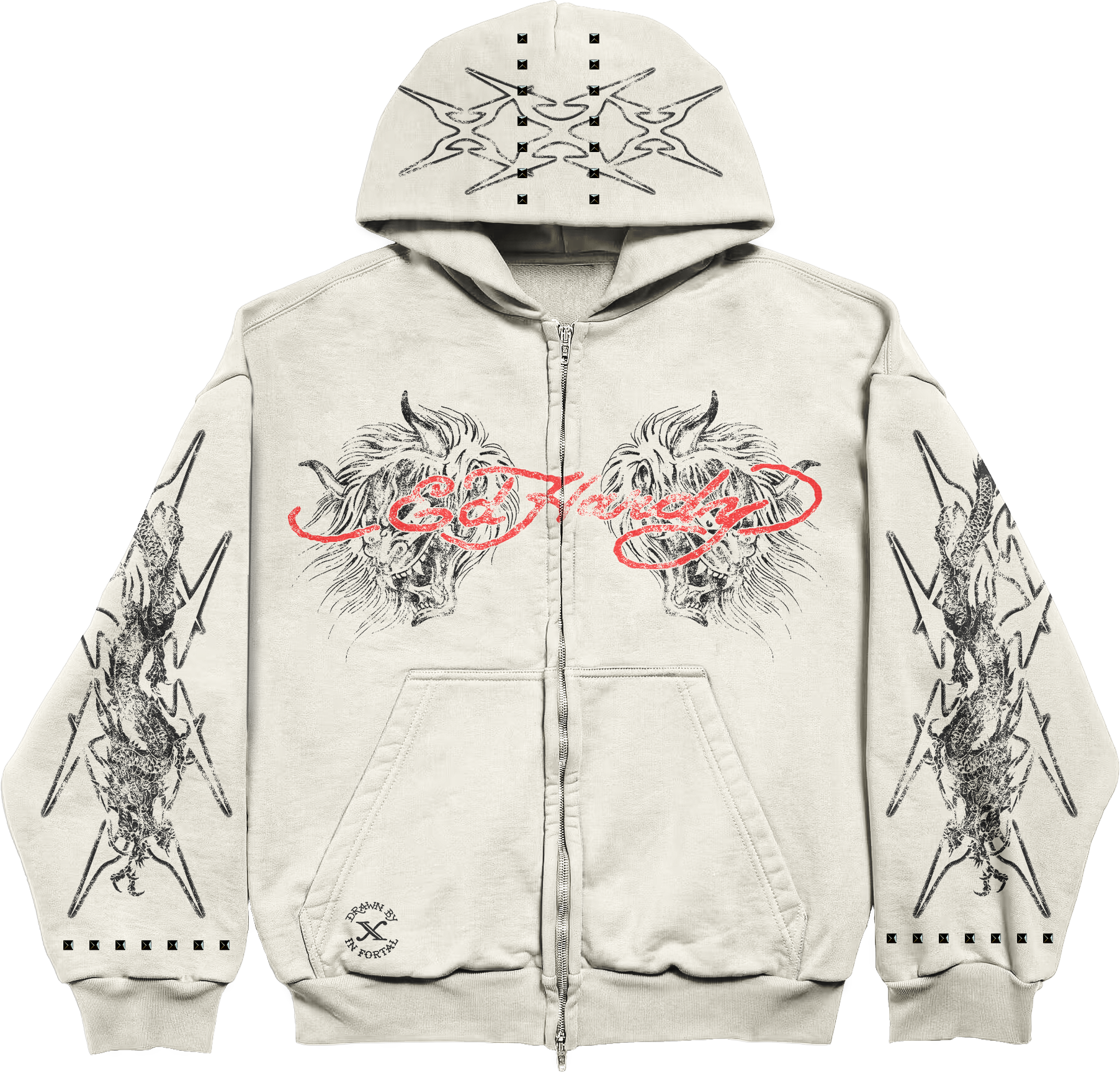 Blusa de Moletom com Zíper Off White Ed Hardy x Matuê II