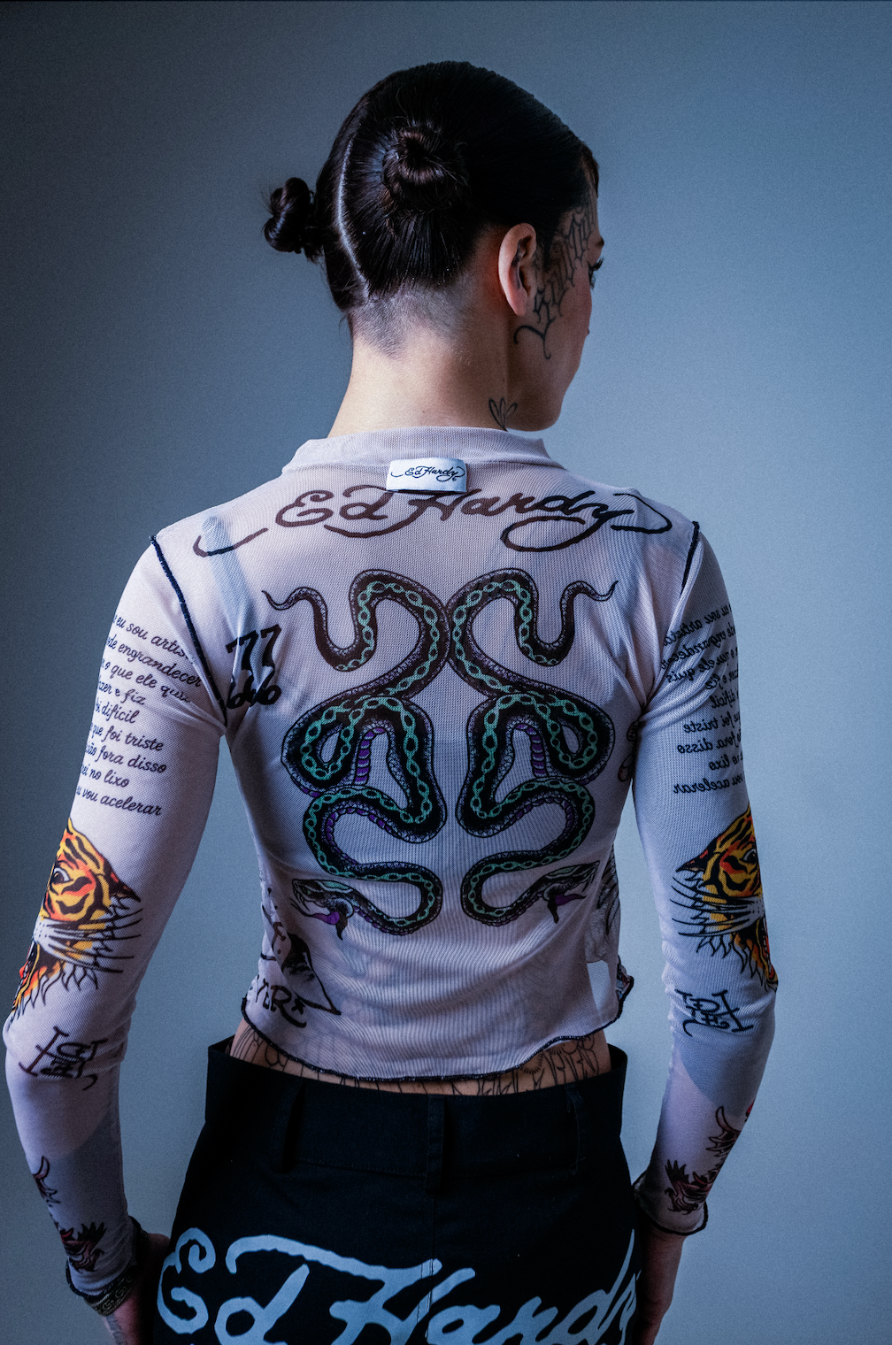 Tule Feminino Bege "Tattooed Skin 2" Ed Hardy x Matuê