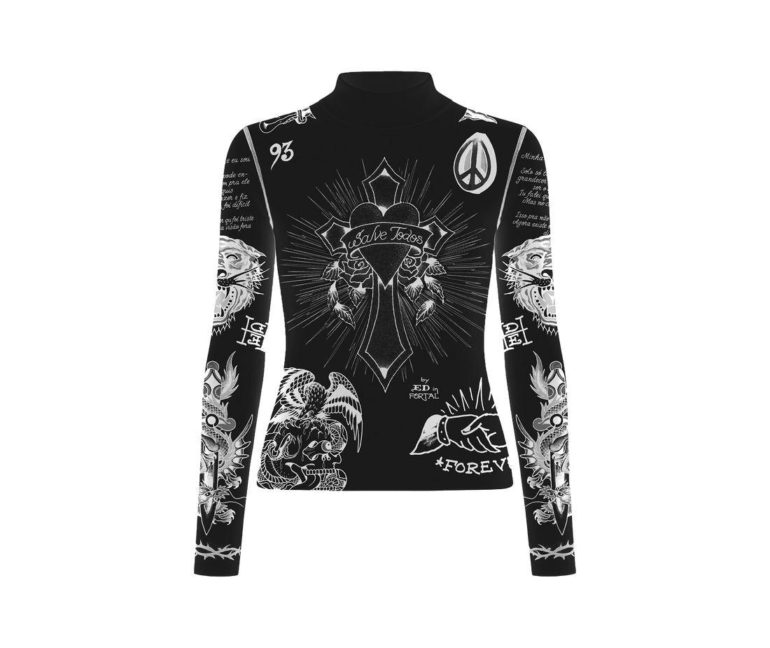 Tule Feminino Preto "Tattooed Skin" Ed Hardy x Matuê