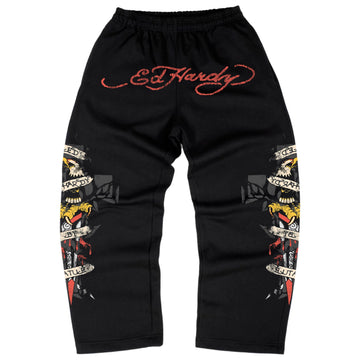 Calça Moletom Preta "By Matuê" Ed Hardy x Matuê