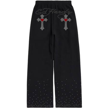 Calça Moletom Preta "Cruz" Ed Hardy x Matuê